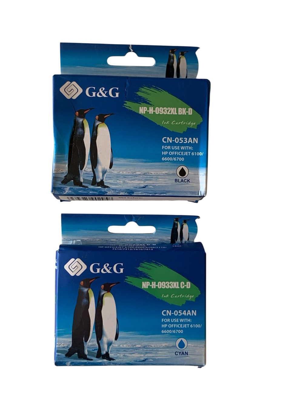 2pk New G&G Ink for HP 932XL 933XL Black Cyan 6100 6600 6700